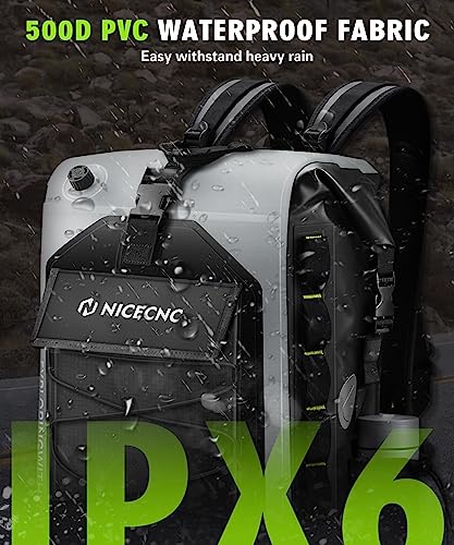 NICECNC Waterproof Motorcycle Backpack 40L, 500D PVC Multi-functional Motorcycle Rear Seat Bag Dry Bag Tail Bag Helmet Luggage Bag for Riding Camping Boating - color: Grey