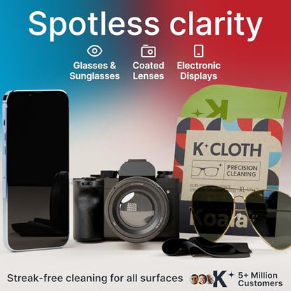 Koala Lens Cleaning Cloth | Japanese Microfiber | Glasses Cleaning Cloths | Eyeglass Lens Cleaner | Eyeglasses, Camera, VR/AR Headset, and Screen Cleaner | Black & Green (Pack of 3) - color: Black / Green, size: 3 Pack (XL)