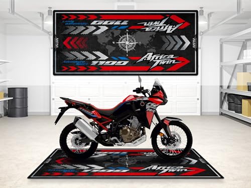 Garage Mat for Africa Twin Motorcycle Model, Parking mat, Pit Mat, Washable Non-Slip Garage and Showroom Floor Carpet-Rug (Grand Prix Red, Size 2: 102 x 47/260 x 120 cm) - color: Grand Prix Red, size: 3'11" x 8'6"