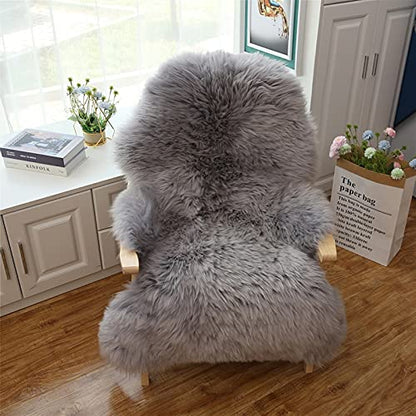 Real Genuine Sheepskin Rug Natural Fur Rug Sheep Skin Rugs Grey Full Sheepskin Rugs Authentic Sheep Skin Throw Lambskin Seat Covers for Chairs Wool Seat Pad Cushion Gray (2.3X3.28 ft) - color: 8