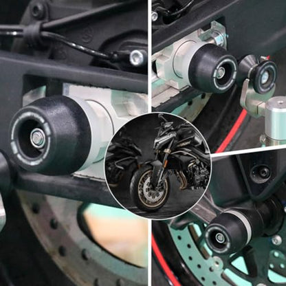 AL-mart Motorcycle Front & Rear Fork Axle Slider Wheel Protector Crash Guard Fits for CFMOTO 800NK/800MT