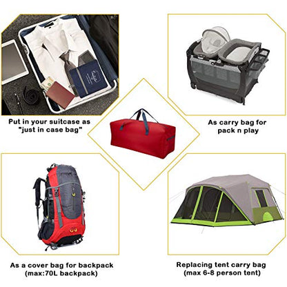 iFARADAY Foldable Duffel Bag 30" / 75L Lightweight with Water Rresistant for Travel-Red - color: Red-75L