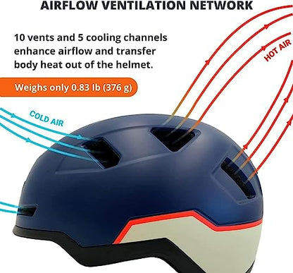 XNITO Bike Helmet with LED Lights - Urban Bicycle Helmet for Adults, Men & Women - CPSC & NTA-8776 Dual Certified - Class 3 E-Bikes, Scooters, Onewheel, Commuter, Mountain - color: Logan, size: X-Large