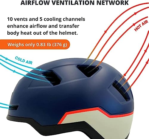 XNITO Bike Helmet with LED Lights - Urban Bicycle Helmet for Adults, Men & Women - CPSC & NTA-8776 Dual Certified - Class 3 E-Bikes, Scooters, Onewheel, Commuter, Mountain - color: Logan, size: Large
