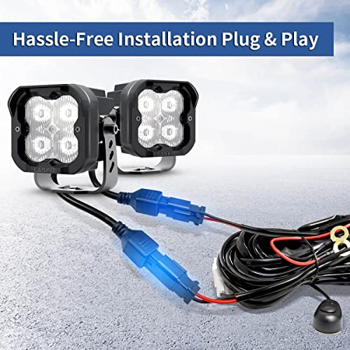 LASFIT Wiring Harness Kit LED Pod Lights 12V On Off Switch Power Relay Blade Fuse 18AWG for Off Road Lights LED Work Light-2 Leads - size: 2 LEADS-100W