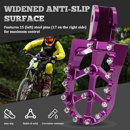 XINGWU Dirt Bike Foot Pegs for Surron Light Bee X/S E-Ride Pro SS/SR/S Talaria MX3 MX4 Segway X160/X260 CRF150F 230F 250F Electric Dirt Bike Foot Peg Rests (Purple) - color: Purple
