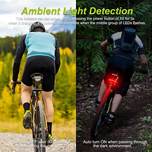 MEILAN X5 Smart Bike Tail Light with Turn Signals and Automatic Brake Light Wireless Remote Control Bike Rear Light Back USB Rechargeable Safety Warning Cycling Light Fits on Any Road Bicycle - color: 1 Pack