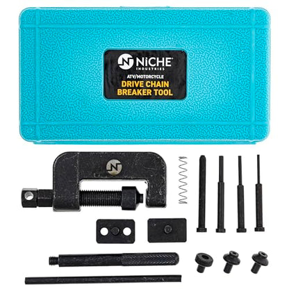 NICHE Chain Cutter Breaker Rivet Tool Kit for 25 to 630 ATV Bike Motorcycle Chains 13-Piece Set with Carrying Case