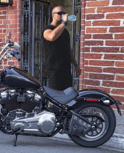 KEMIMOTO Motorcycle Swingarm Bag, Left Side Solo Bags Swing Arm Bags with Synthetic Leather for Softail Models Dyna Low Rider Fat Bob