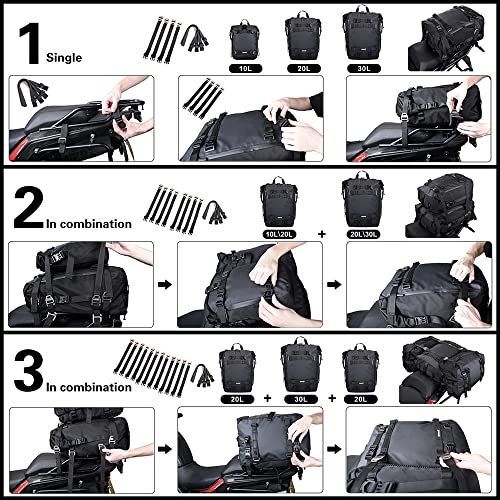 Rhinowalk Motor Saddle Bag Motorcycle Pannier Bag Waterproof Multifunctional Rear Rack Trunk Seat Bag(Yellow, 30L)