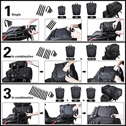 Rhinowalk Motor Saddle Bag Motorcycle Pannier Bag Waterproof Multifunctional Rear Rack Trunk Seat Bag(Yellow, 30L)