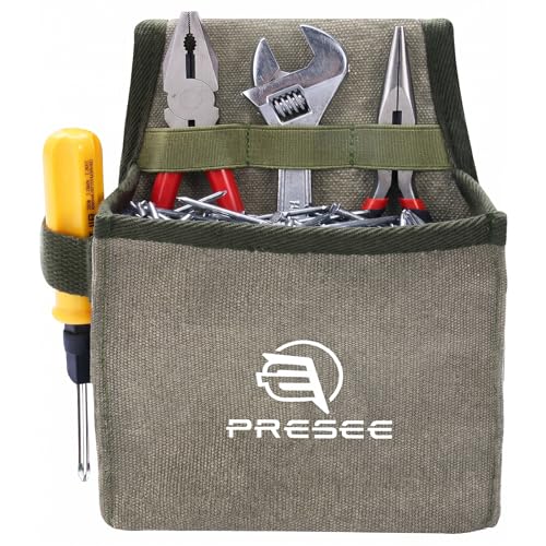 Canvas Tool Belt Pouch Fastener Tool Pouch Small Tool Pouches Flatfit Pocket Utility Pouch Tool Holster Nail Screw Pouch Bag for Electrician, Carpenter, Green, Pack of 1 - color: 1 Pack Green