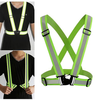 Bilymate Reflective Vest Straps with two reflective arm bands,Unisex Safety Gear Vests for Night Running Cycling Walking
