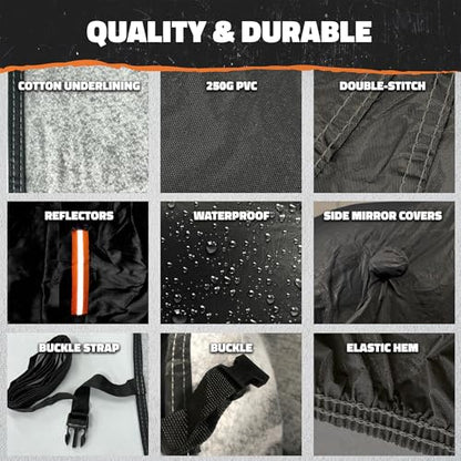 Mockins 200"x75"x47" Large Sedan Car Cover Waterproof All Weather Shield | Dual-Layer 250G PVC + HD Cotton Outdoor Weatherproof Car Covers for Automobiles | Full Exterior Covers for Rain, Snow, Frost - size: Sedan - Large - 200" x 75" x 47"