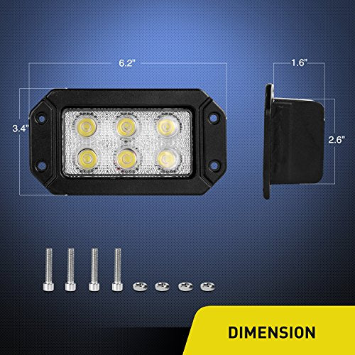 Nilight 15029S-B 2PCS 18w Flush Mount Lights Spot Work Driving Bar Off Road Led Jeep Truck Tacoma Bumper ATV UTV,2 Years Warranty - color: 2Pcs Flush Mount Lights