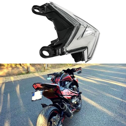 JMTBNO Motorcycle Tail Light with LED Turn Signal Blinker Integrated Taillights Compatible with Kawasaki ZX6R ZX-6R 2013-2018 Z125 Pro 2017-2024 Z800 2013-2017 - color: Smoke-Z125
