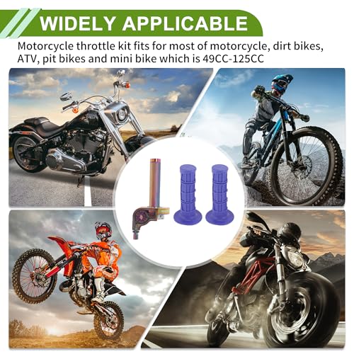 22mm Throttle Grip with 120Cm Purple Throttle Cable 1 Pair Checkered Purple Handle Sleeves Screw Accessories Plastic Aluminum Alloy Gradient Purple - color: Gradient Purple
