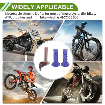 22mm Throttle Grip with 120Cm Purple Throttle Cable 1 Pair Checkered Purple Handle Sleeves Screw Accessories Plastic Aluminum Alloy Gradient Purple - color: Gradient Purple