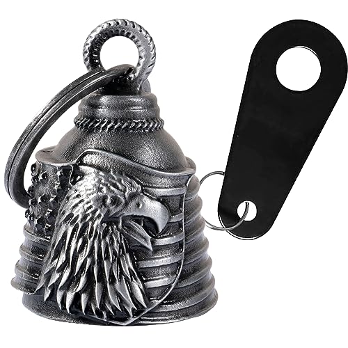 Dream Apparel Motorcycle Bell Guardian Angel Drive Away Gremlin, Biker Bell for Men Women Rider Riding, Good Luck Gift - color: Us Flag & Eagle