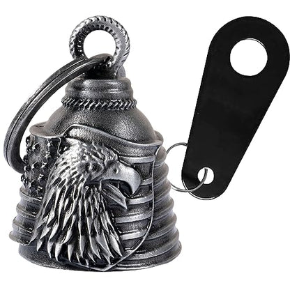 Dream Apparel Motorcycle Bell Guardian Angel Drive Away Gremlin, Biker Bell for Men Women Rider Riding, Good Luck Gift - color: Us Flag & Eagle