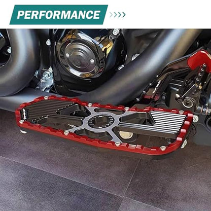Motorcycle Front Rear Floorboard Footboard Fit For Harley Touring Road King Road Glide Street Glide Electra Glide Ultra Limited 1984-2025 (Red Rider Footboards) - color: Red Rider Footboards