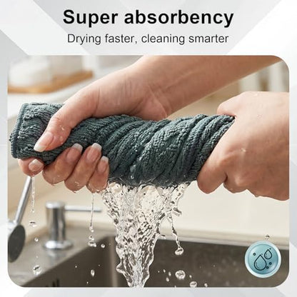 6 Pack Microfiber Cleaning Cloths, 12 x 12 Inch Dual-Sided Reusable Dish Towels, Soft & Textured All-Purpose Cleaning Rags for Kitchen, Home, Car, Lint-Free Washable Cleaning Cloths, Grey