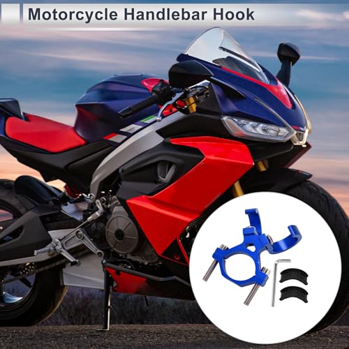 Motoforti Universal Motorcycle Hanging Hook Arc Motorcycle Helmet Luggage Bag Holder Hanger for Scooters Bicycles Aluminum Alloy Blue 1 Set Hexagon Wrench Screw Washer