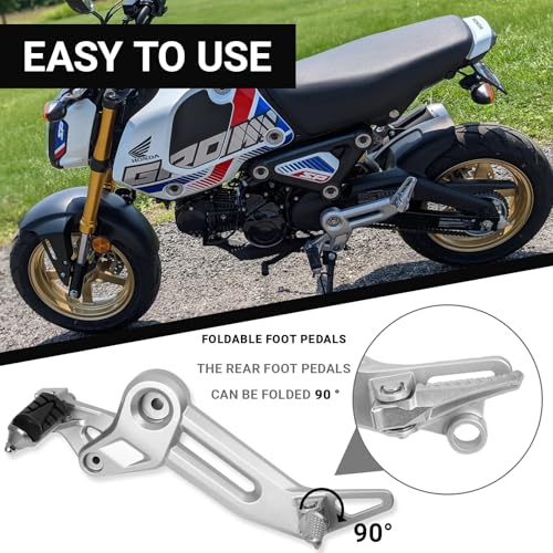 Motorcycle Footpegs Pedal Footrest Assembly in Aluminum Alloy Compatible with Honda Grom MSX 125 SF 2021-2024