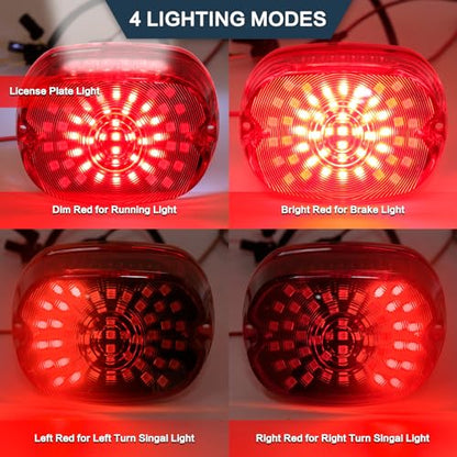 Motorcycle LED Rear Tail Light Red Strobing Turn Signal Brake Lights Low Profile Replacement for Harley Dyna Sportster 883 1200 Road King Tour Glide Road Glide Road King - color: red-2