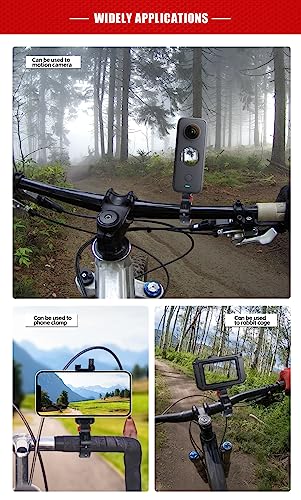 Motorcycle Handlebar Clip Holder 1/4 Screw Bicycle Bike Seatpost Clamp Compatible with Go-pro 11 ONE Action Camera Accessories (Black and Red Clip) - color: Black and Red Clip