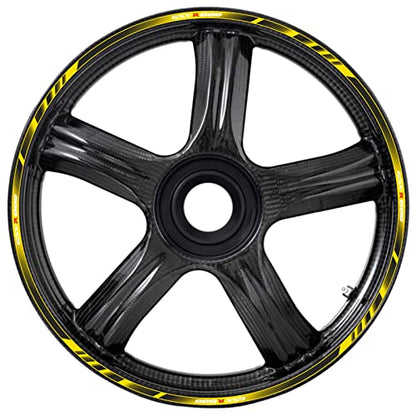 17" Reflective Wheel Rim Tape Stickers for Suzuki GSXR600, Black and Yellow | Motorcycle Vinyl Rim Decals Fit K1/K4/K6/K8/K9. Waterproof Adhesive, Decorative Wheel Stripe Set