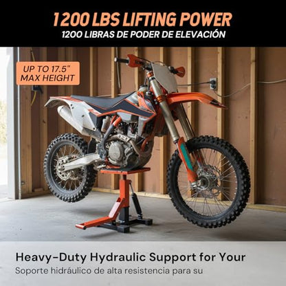 SEKAM Dirt Bike Stand, 1200 LBS Hydraulic Motorcycle Lift Jack with Safety Lock, Heavy-Duty Motorcycle Lift Stand for Maintenance & Repair