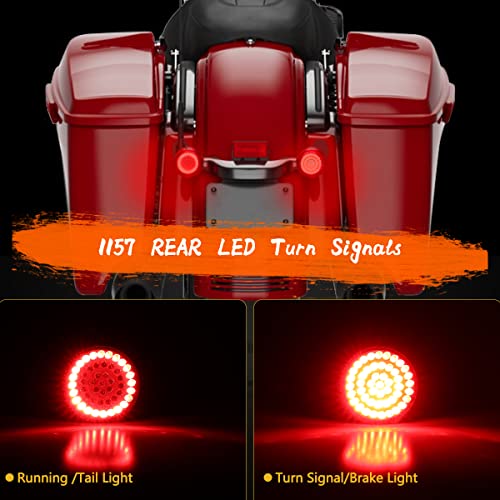 1157 Rear LED Turn Signal Lights, 2 Inch Bullet Red Brake Tail Light with Smoked Lens Cover for Harley Sporster 1200, Dyna, Road King, Street Glide, Softail 2020 - color: Red