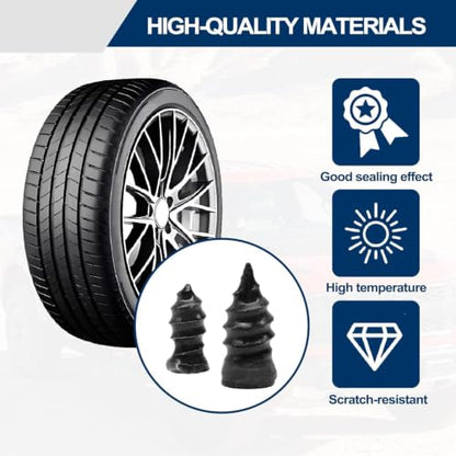 Tire Repair Kit - 40pcs Vacuum Rubber Nails for Emergency Puncture Repair on All Vehicles (Car, Truck, Motorcycle, ATV, Tractor tire,JP), Without Tools - size: 40pcs
