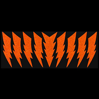 LiteMark Reflective Lightning Bolt Sticker, Bike, Helmet, Orange, 4 Inch - Pack of 9 Pcs - color: Orange