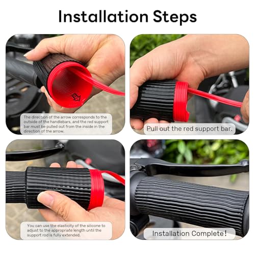 1 Pair Universal Silicone Handlebar Grip Covers, Wrap-Around Motorcycle Grips Wrap, Enhanced Grip and Comfort