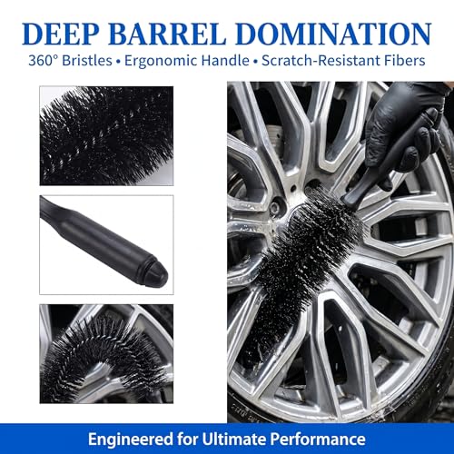 Wheel Spoke Brush for Wheels and Rims - 11.8" Length Black Motorcycle Vehicle All Wheel Finishes Tire Rim Tapered Wash Brush for Cleaning Crevices Tight Spaces
