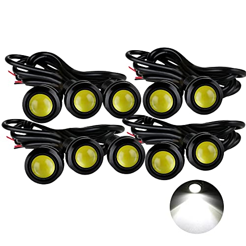 Eagle Eye LED Lights, DIY Ultra Thin 18mm Indicator Marker Light Daytime Running Lights DRL Tail Lights Fog Light Backup Light for Car Motor Motorcycle Truck Boat (BK Shell-White,10PCS) - color: BK Shell-White, size: 10PCS
