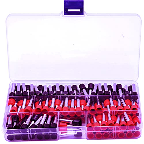 8 Gauge Wire Ferrule Connectors, for 8 Awg Automotive Power/Ground, Battery Cable, Car Audio, RV, Amp, CCA, 8ga Automotive Wire, Amp Kit, Battery Cables, Wiring Kit, (Red + Black Box of 150) - color: 8 Gauge Ferrule Connectors (Red + Black )
