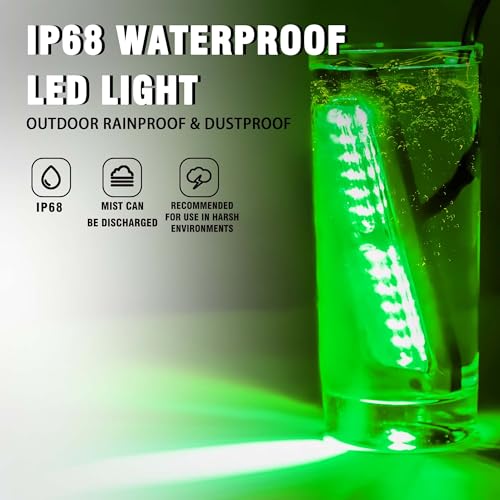 WINECO 8PCS LED Strobe Lights 12V Sync Feature Green 12LED Emergency Hazard Warning Lights with Strobe Controller for Trucks Vehicles ATV RV Cars Van - color: Green
