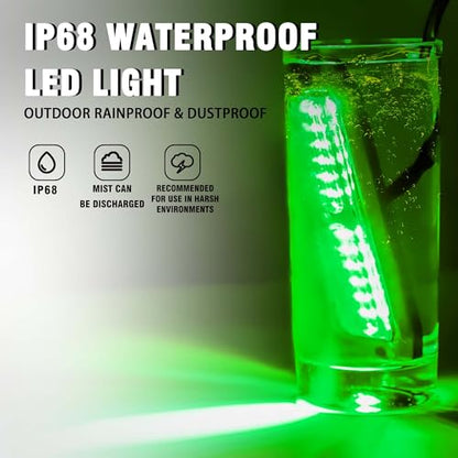 WINECO 8PCS LED Strobe Lights 12V Sync Feature Green 12LED Emergency Hazard Warning Lights with Strobe Controller for Trucks Vehicles ATV RV Cars Van - color: Green