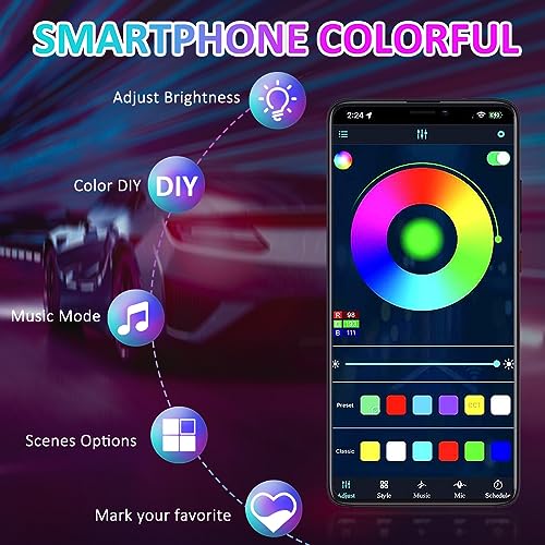 4 Pods Rock Lights for Trucks, RGB APP Control Music Mode Multilcolor Waterproof High Bright LED UTV ATV RZR Underglow kit - size: 4 Pods