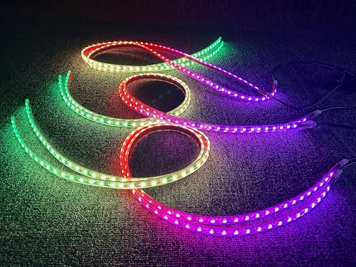 8PCS 4FT Chasing RGB LED Strip Lights Fit for Polaris Slingshot, Single Row Dream Color Flowing Eyebrow Hood Underglow Light Kit with Bluetooth App Remote Control