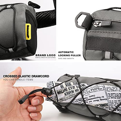Rhinowalk Bike Handlebar Bag, Bicycle Front Bag Shoulder Bag Storage Bag with Shoulder Strap for Road Mountain Bike Cycling Travel - color: Grey