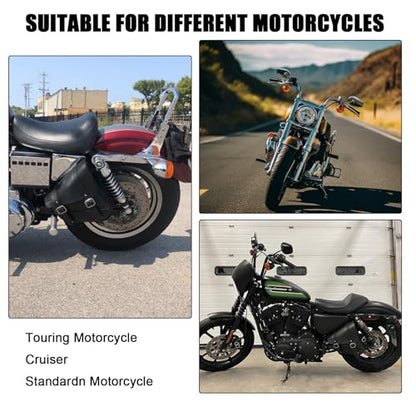 Motorcycle Saddle Bags Leather Motorcycle Solo Swing Arm Bag For Softails Sportsters Choppers Waterproof Side Bags (Black - Right Side, 11.5" x 10.25" x 3.5") - size: Right Side