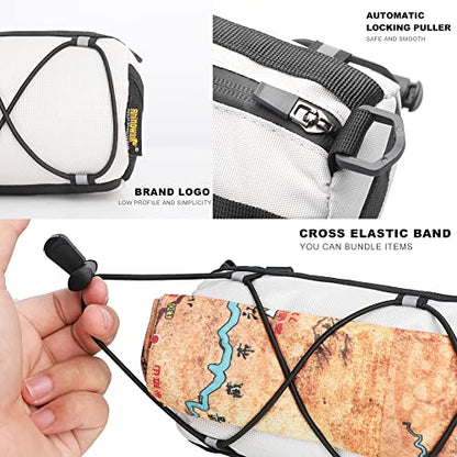 Rhinowalk Bike Handlebar Bag, Bicycle Front Bag Shoulder Bag Storage Bag with Shoulder Strap for Road Mountain Bike Cycling Travel - color: White