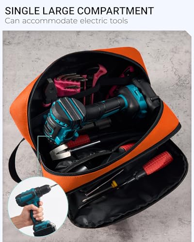 2 Pack Small Tool Bags Zipper Pouch for Organizing, with Adjustable Shoulder Strap & Carabiner, Utility Small Tool Pouch with Multi Pocket Compartments and Label Area (12" & 10") - color: Orange 2 Pack