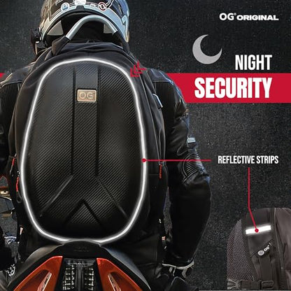 OG Original GetAway Motorcycle Backpack Waterproof, Man, Hard Shell, Large Capacity, Expandable 35L-45L, Motorbike Helmet Bag, Helmet Rucksack, Antitheft, Reflective, USB, Laptop - style: Getaway