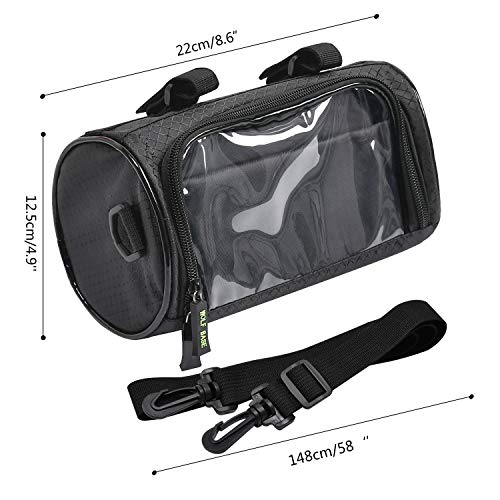 Oranlife Bike Handlebar Bag, Waterproof Phone Cycling Mount Front Bags, Bicycle Storage Bag with Removable Shoulder Strap, 6 inch Transparent Pouch, Best Gift