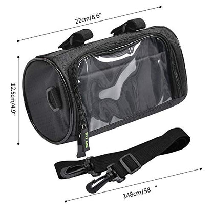 Oranlife Bike Handlebar Bag, Waterproof Phone Cycling Mount Front Bags, Bicycle Storage Bag with Removable Shoulder Strap, 6 inch Transparent Pouch, Best Gift